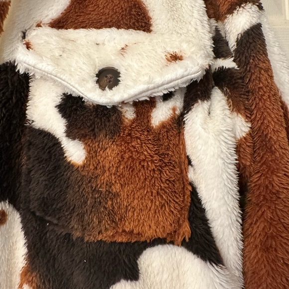 Brown and White Jean Jacket with Cow Print - Picture 5 of 6